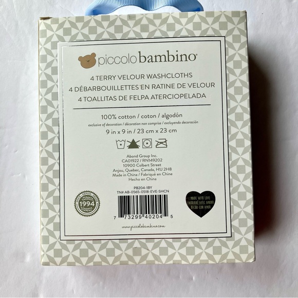 Piccolo Bambino Washcloths Gift box (4) - Blue - Picture 2 of 2